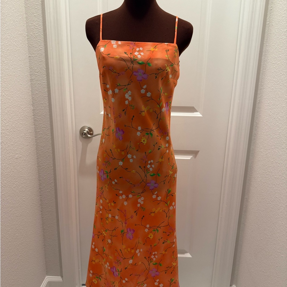 Floral Orange Slip Dress vintage Charolette russe size medium NEW WITH TAGS
